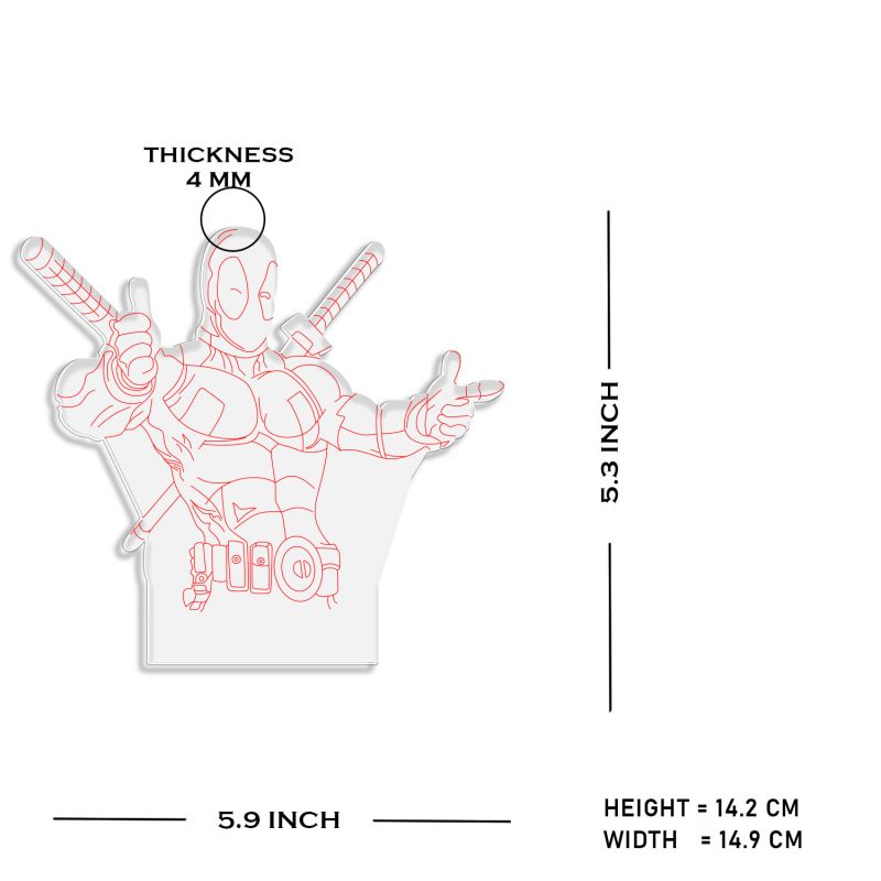 3D Illusion Anime Catroon Marvel Hero Deadpool852 Acrylic Table Night Lamp multicolored Light